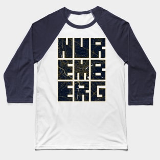 Nuremberg, Germany City Map Typography - Gold Art Deco Baseball T-Shirt